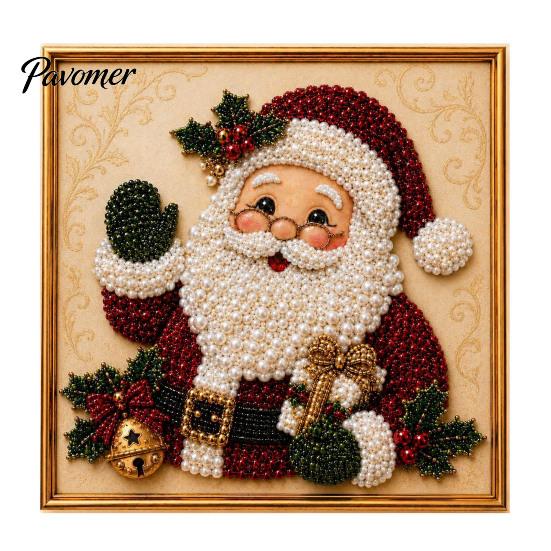 Relaxing Hobby for Adults Xmas Faux Pearl Painting Kit, Christmas 3D Art DIY Winter Scene Set Holiday Craft Project Adults, Festive Home Wall Decor