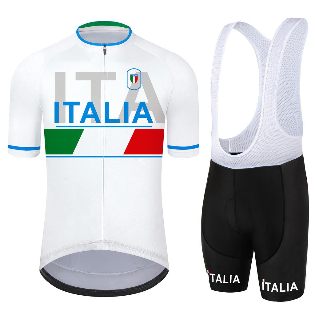 Herren Sommer Professionelles Radsportteam Kurzarm Set, Radsport Kurzarmtrikot und Trägerhose Atmungsaktiv und Schnelltrocknend
