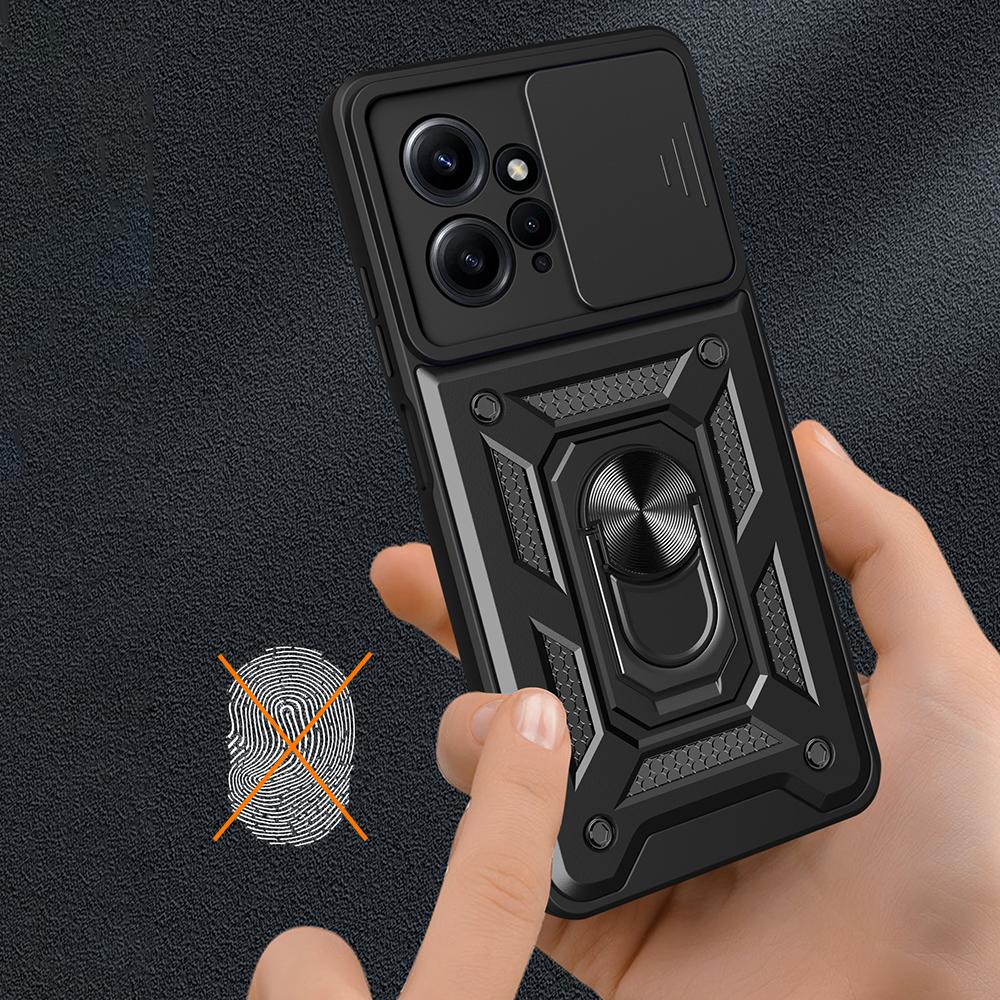 For Xiaomi Redmi Note 12 4G Kickstand Phone Case Slide Lens Protection PC+TPU Cover