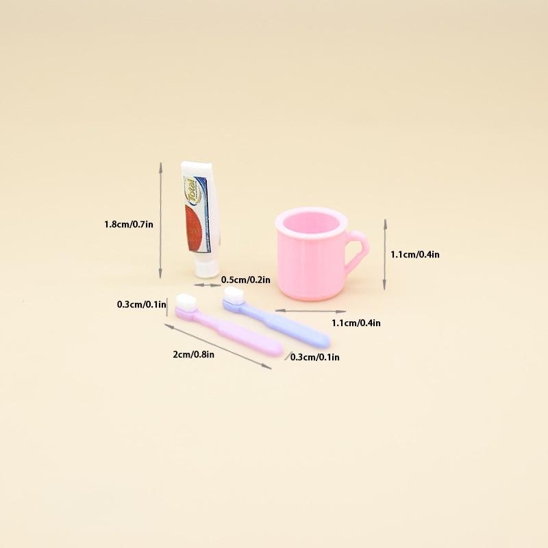 1 Set Doll House Furniture Accessories Toy 1/12 Dollhouse Miniature Mini Cup Toothpaste Toothbrush