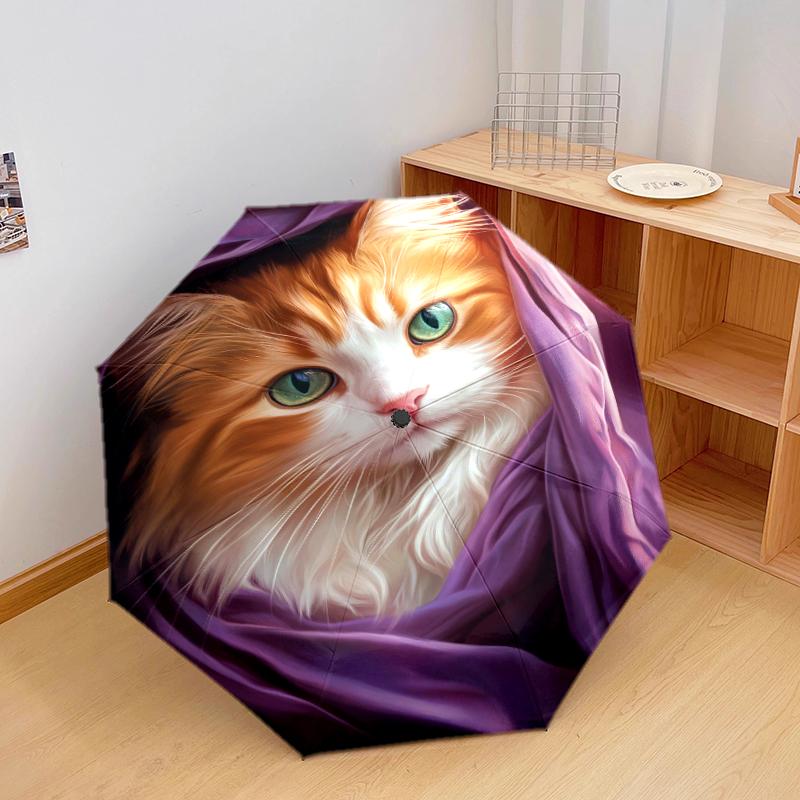 

1 PC Automatic Folding Umbrella - Cute and beautiful cats Pattern, Portable & Foldable Design with 8 Ribs, Christmas Birthday Gifts
