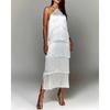 European American Fashion Halter Backless Slit Tassel Maxi Dress for Women