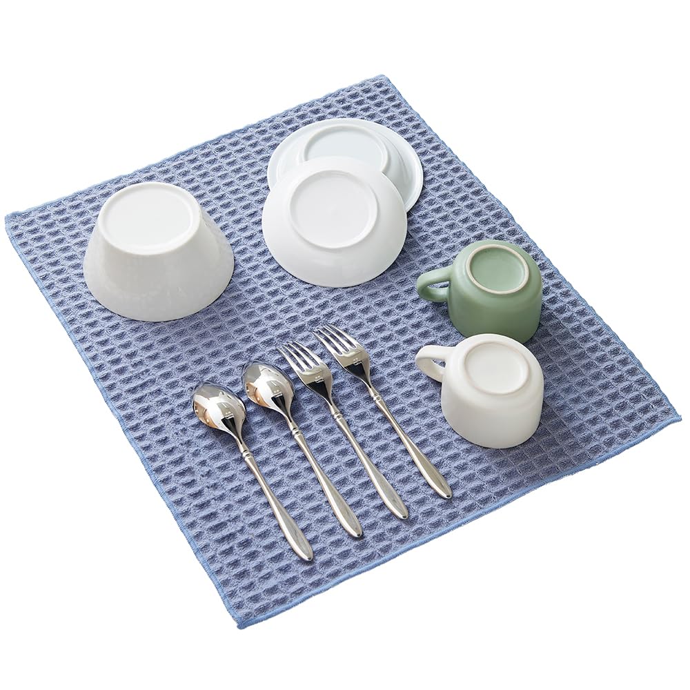 

Aimedia Dish Drying Absorbent Absorbs Approximately Machine Microstar Waffle Made in Kitchen Dish Compact Storage Mat, Quick-Drying Mat, 40x45cm, синий