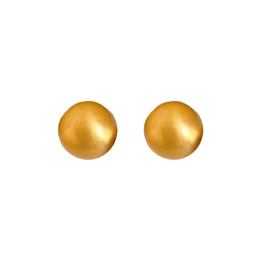 Silver needle brushed geometric round earrings women's European and American simple temperament versatile stud earrings niche high-end earrings
