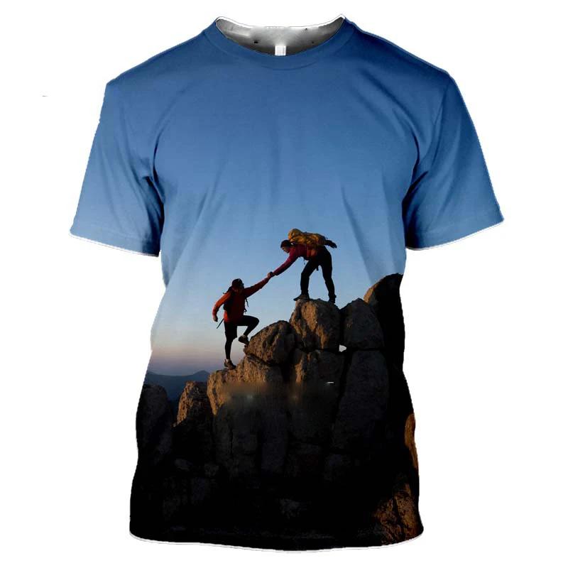 Mountain Climbing Hiking 3d Print Men's T-shirt  Men Summer Tees Casual Fitness