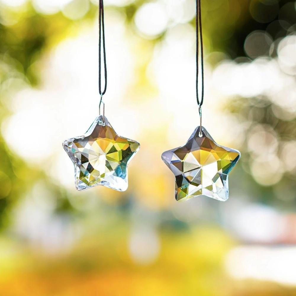 6pcs Moon Christmas Tree Hanging Ornament Stars Sun Catcher Crystal Pendant Garden