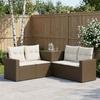 Sofa Set 5 pcs. Brown and Cream White Poly Rattan and Steel
