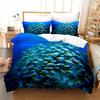 Cartoon Ocean Fish Duvet Cover Microfiber Marine Theme Bedding Set Sea Underwater World Quilt Cover Queen For Boys Girls