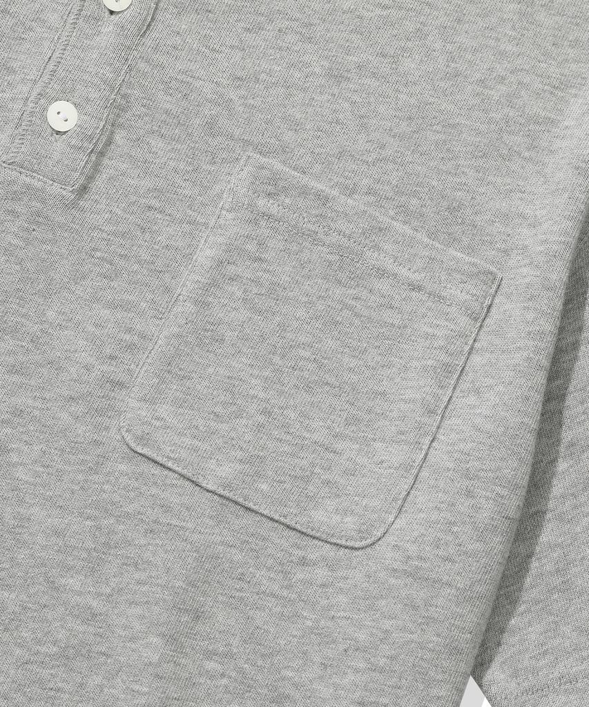 KIIMUIR [Crop] Heavy Cotton Roll-Up Henley Neck Short Sleeve T-Shirt_Melange Gray