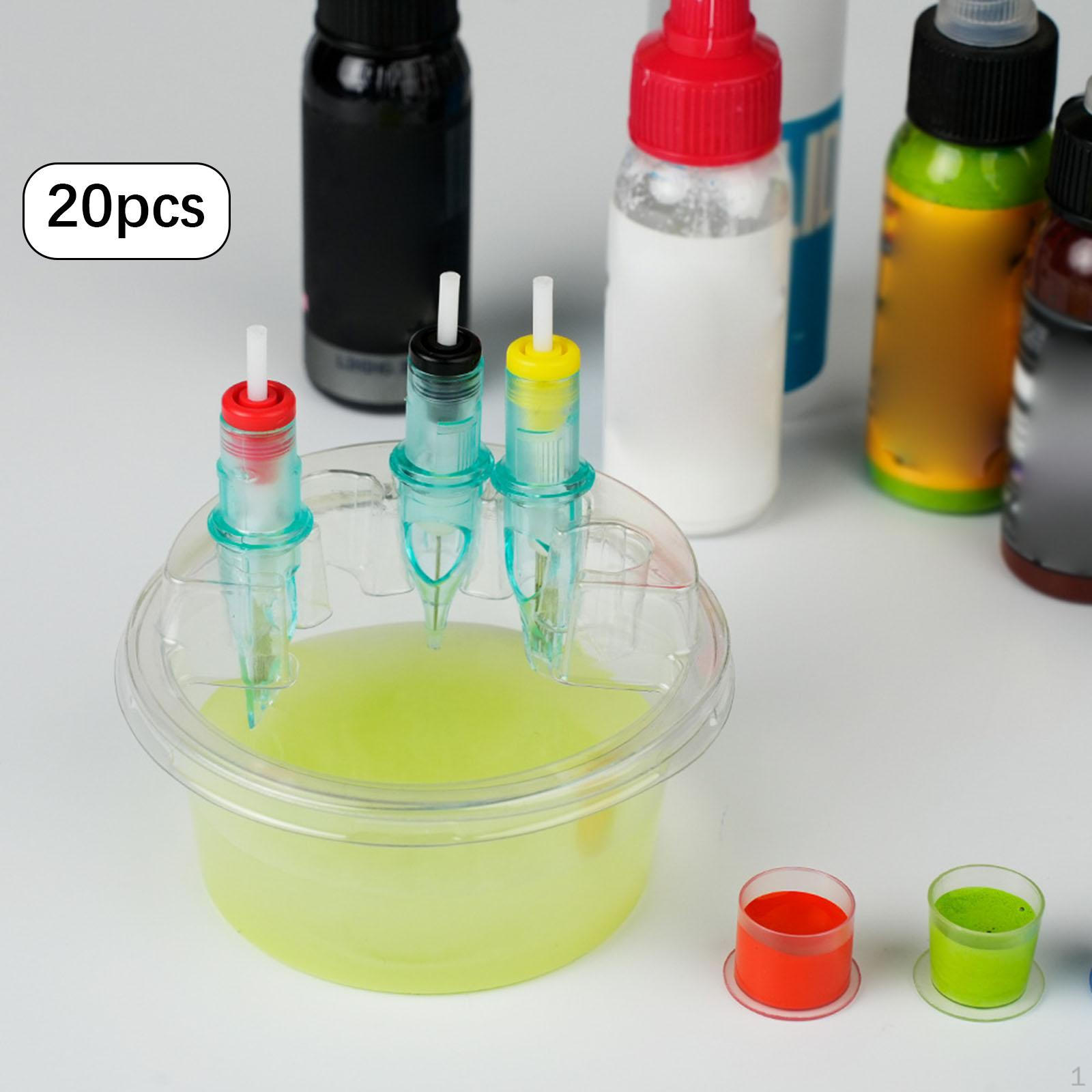 

20 Pieces Disposable Tattoo Ink Cups Drying Transparent Leakproof Rinse