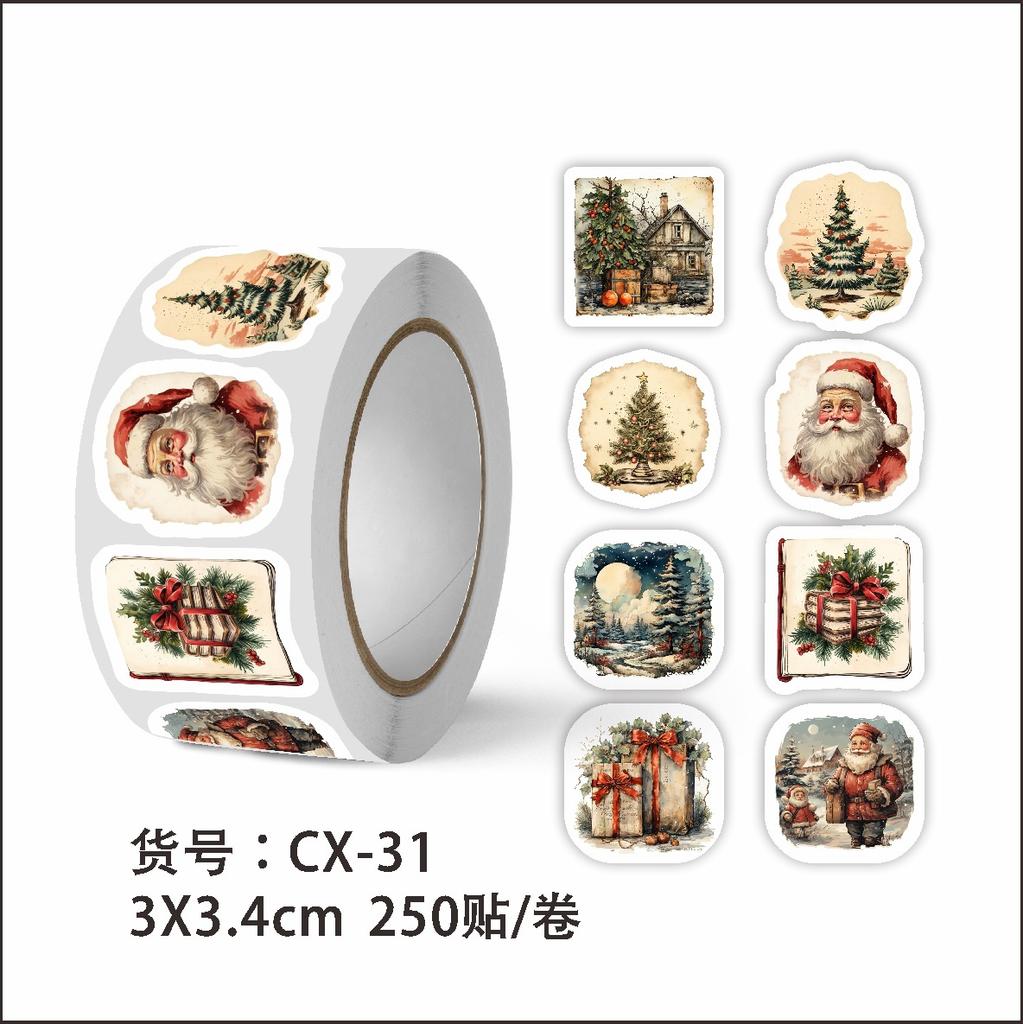 250 STÜCK Original, Neuer Retro-Stil, Weihnachtsaufkleber, Weihnachtsgeschenke, Dekorative Aufkleber, Umschlag- und Grußkartensiegel
