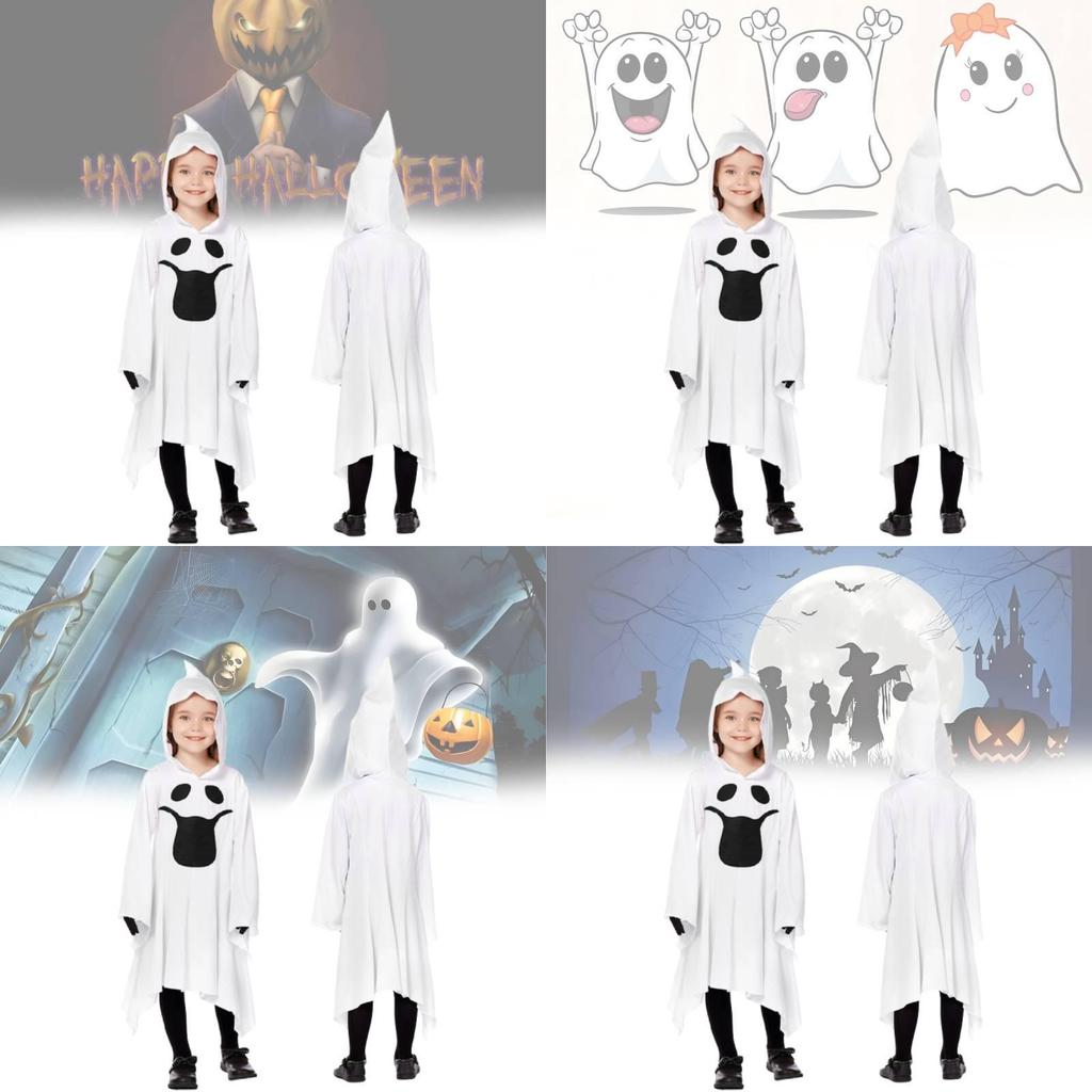 Disfraz de Cosplay de Fantasma Blanco Para Niños Con Guantes Elegantes Perfecto Para las Festividades de Halloween