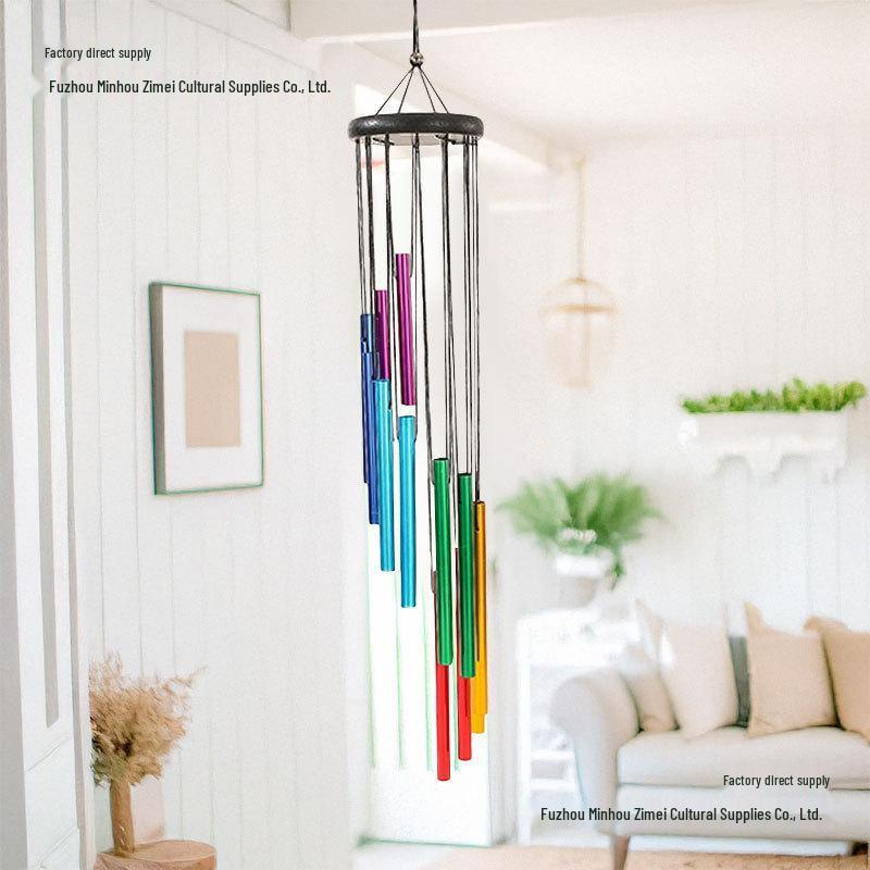 Japanese Beech Wood 7-Color Wind Chime for Indoor/Outdoor Decoration