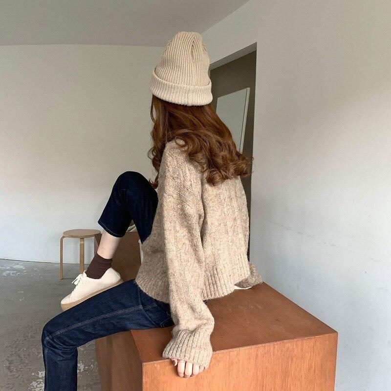 Winter Clothes Sweater Cardigans Women Korean Fashion  Casual Loose Thick O-neck Knitted Tops Outerwear Blusa Mujer 16053