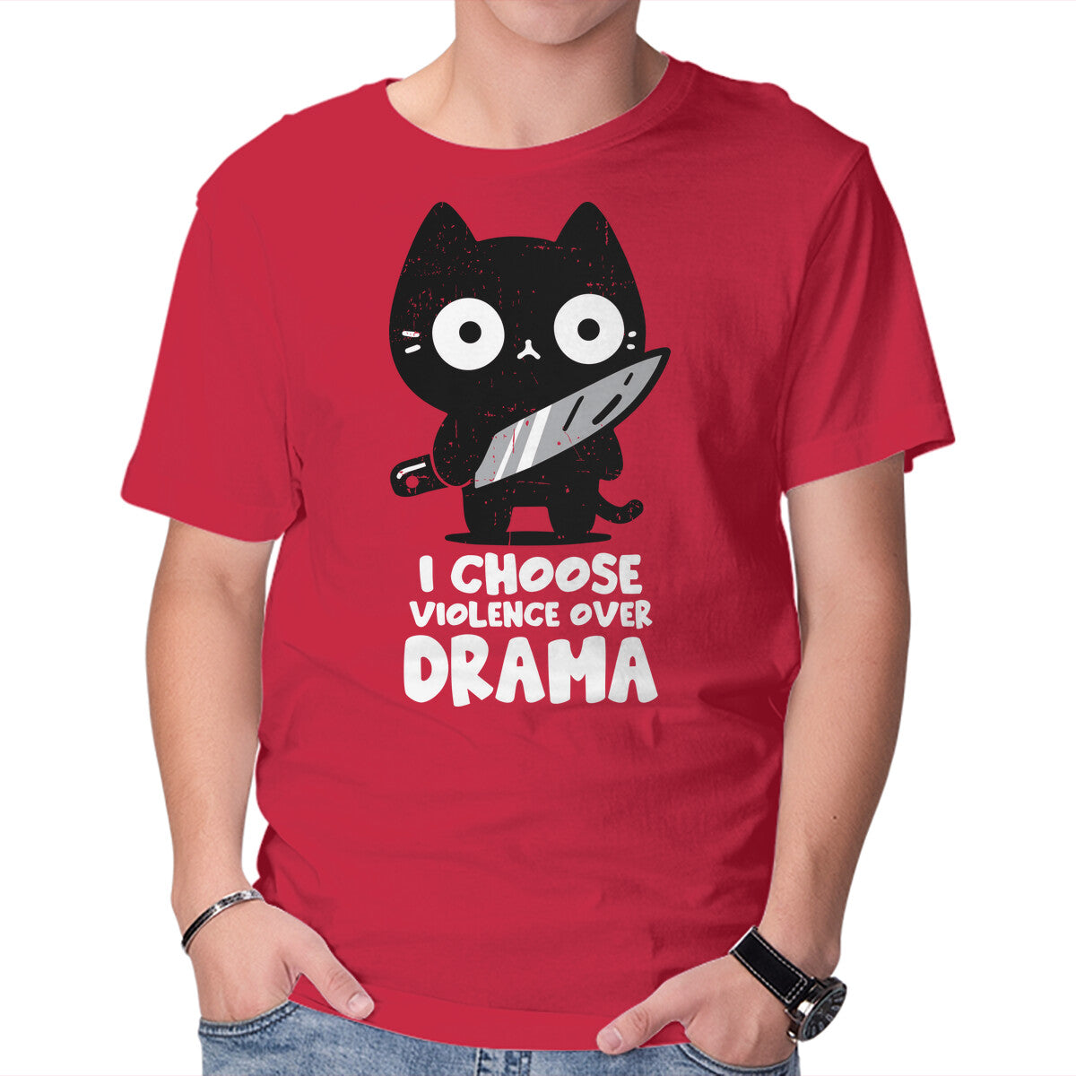 Unisex Crew Neck T-Shirt Violence Over Drama Graphic Short Sleeve Casual Tee XXL