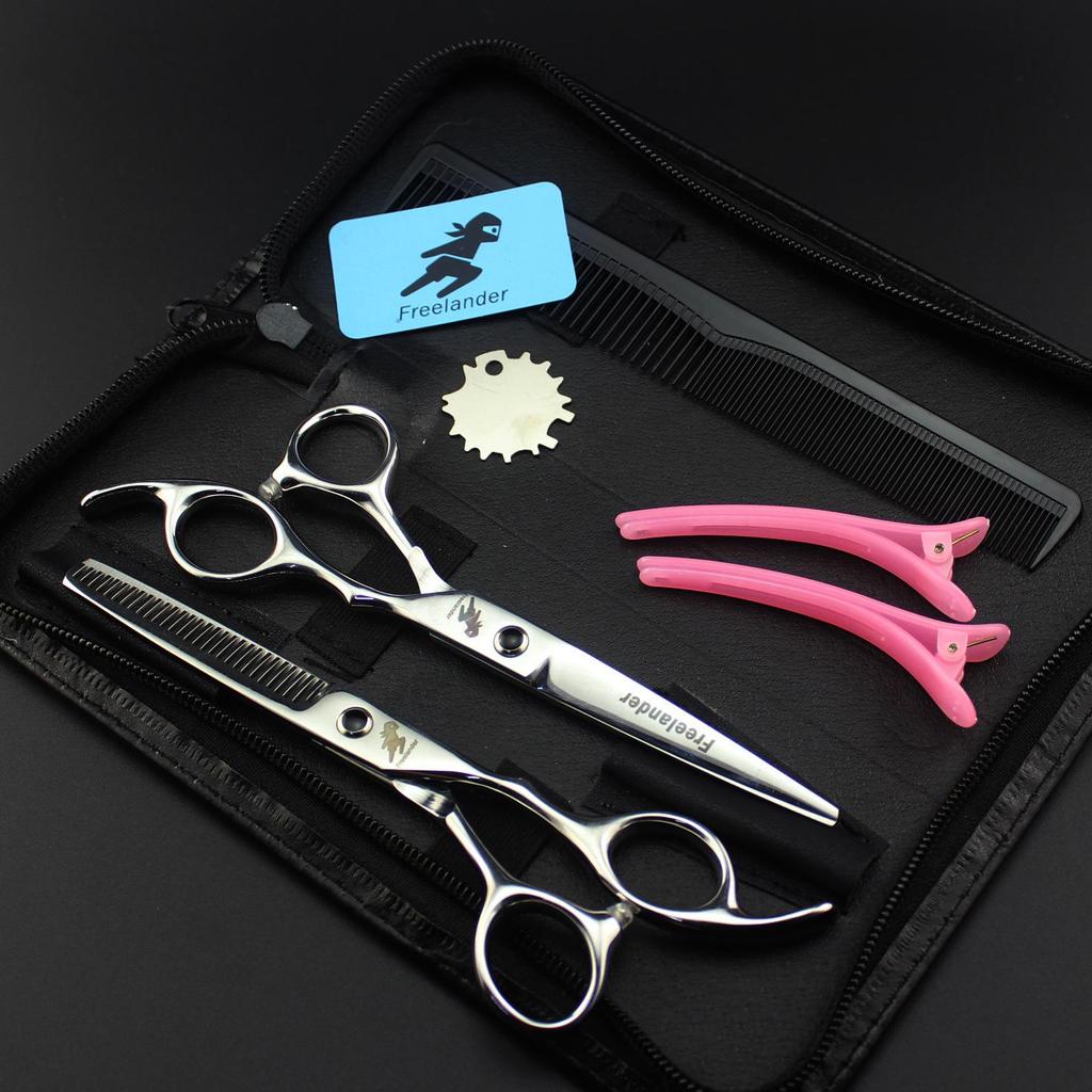 6" Stylish Hairdressing Scissor Set (Straight & Thinning Shears + Pouch + Comb)