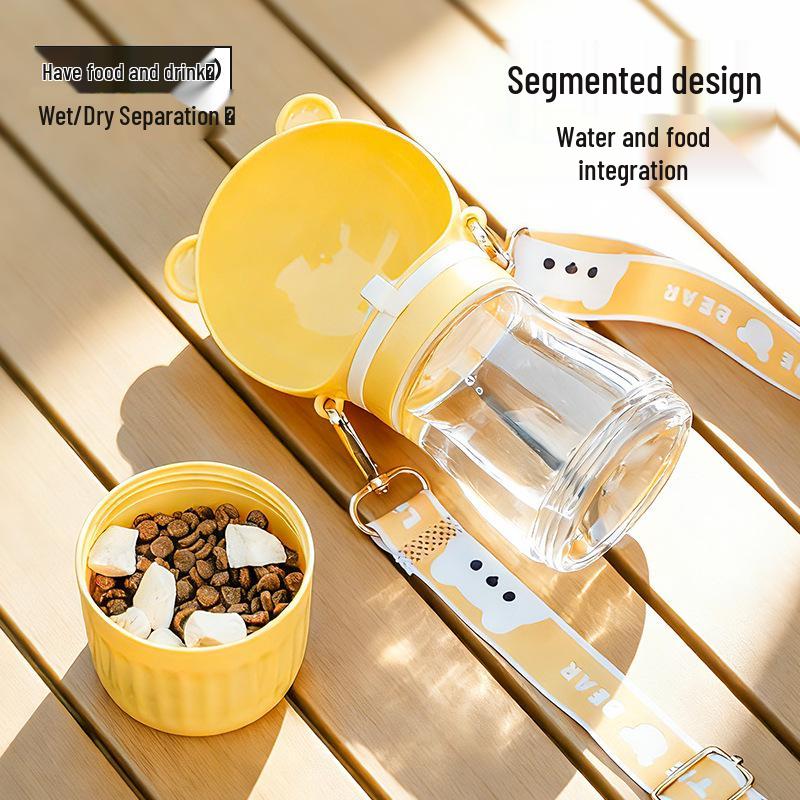 Portable Cute Bear Head Pet Water and Food Dispenser for Outdoor Travel