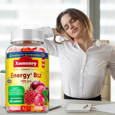 Gomas de Energia B12 1000 mcg - Suplementos para o Metabolismo Energético, Fortalecer a Imunidade