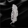 A Woman's Elegant and Refined Brooch with A Full Diamond Feather, Simple and Fashionable Brooch