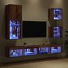 TV Wall Units with LED 5 pcs Reclaimed Wood Effect Particleboard
