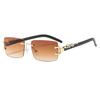 Metal Frameless Edge-Cut Men's Sunglasses with Trendy Leopard Design - Ideal for Driving, European & American Style, Sun Protection