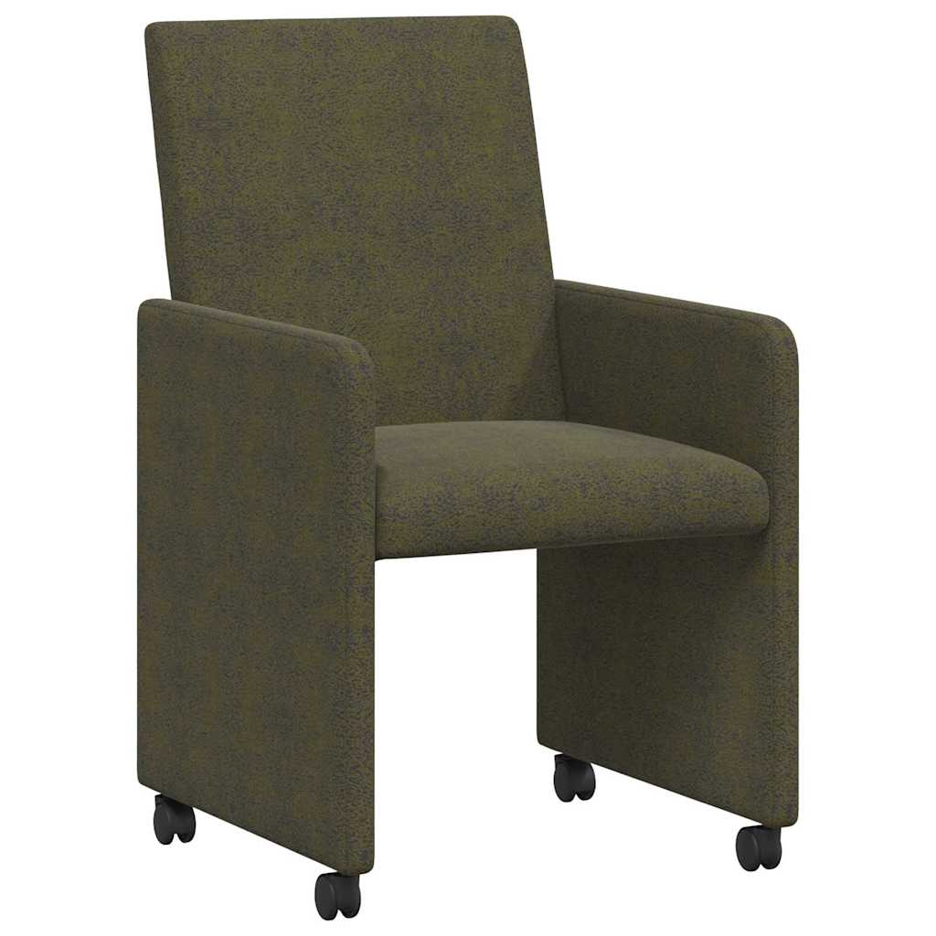 Dining Room Chairs with Casters 2 pcs Army Green 57 x 66 x 94 cm
