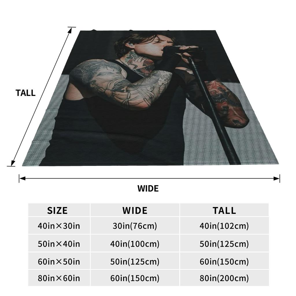 Flanell Überwurfdecke Bad Omens Noah Flanell Rockmusik Warme Plüschdecken Weiche Tagesdecke für Bett Wohnzimmer Zuhause Reise Couch