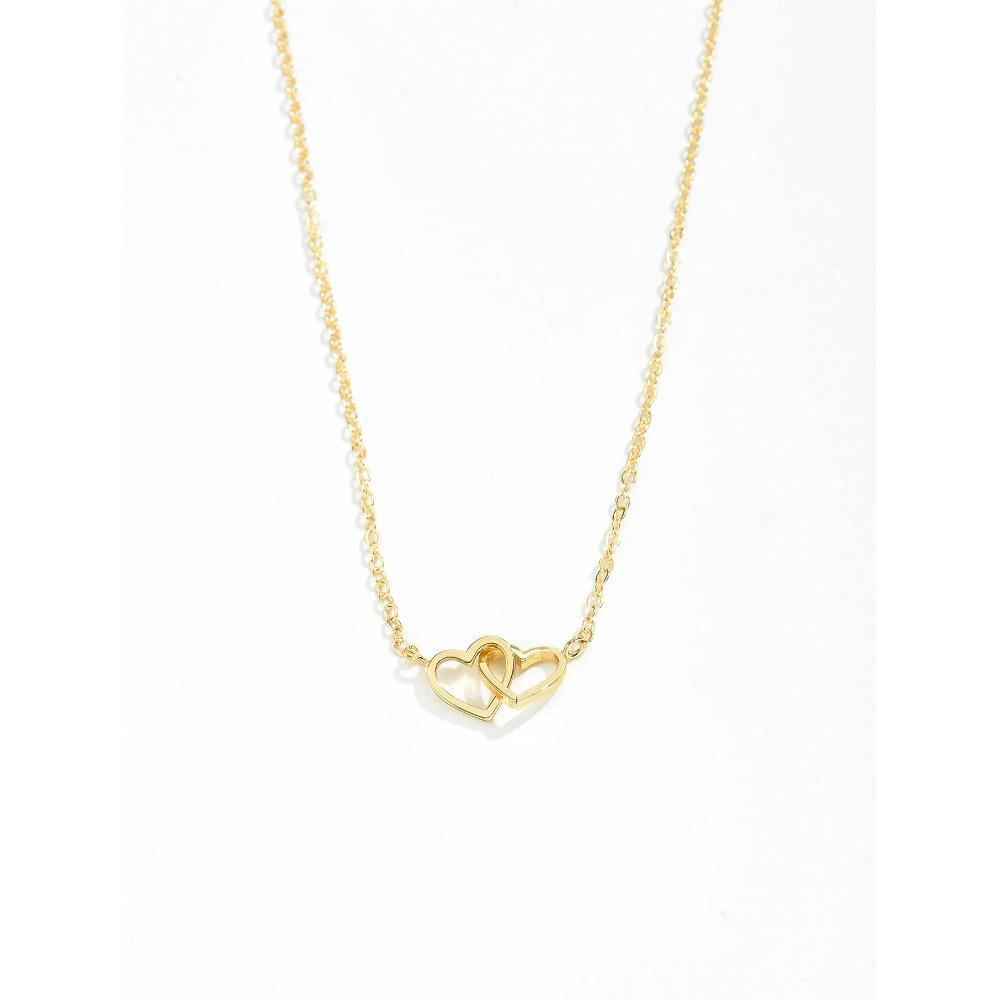 1 Stück Winzige Süße Doppeltes Hohlherz Kettenhalskette Damenmode Liebeshalskette Valentinstag Schmuck für Damen