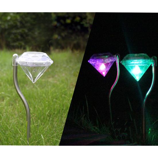 4Pcs Diamond-Shape Solar Stake Lights Garden Powered LED Lawn Yard Decor Lamp
