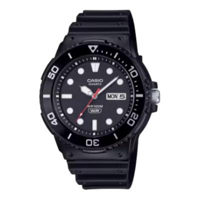 Standard Serie Mode 100 Meter Wasserdicht Quarz Harzarmband Herrenuhr Schwarzes Zifferblatt MRW-230H-1E1V