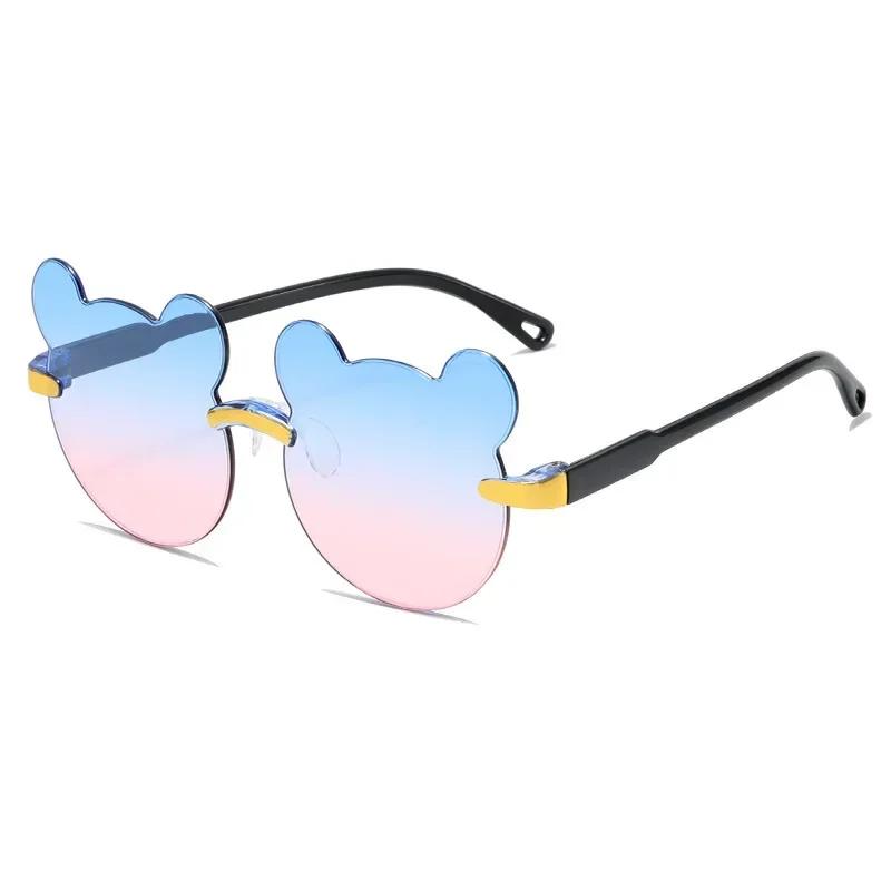 Cartoon Teddy Bear SpectacleFrame Childrens Sunglasses Gradient Color UV Resistant Sunshade Spectacles Suitable for Parties and Gatherings