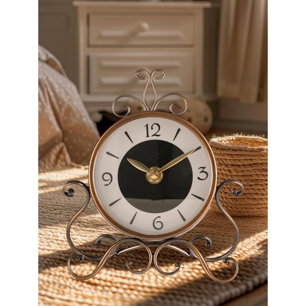 Analog Bordsklocka Antik Stil 10 Tum Urtavla 6 Tum Skrivbordsklocka Konst Unik För Hemkontorsinredning Metall Järn Glas