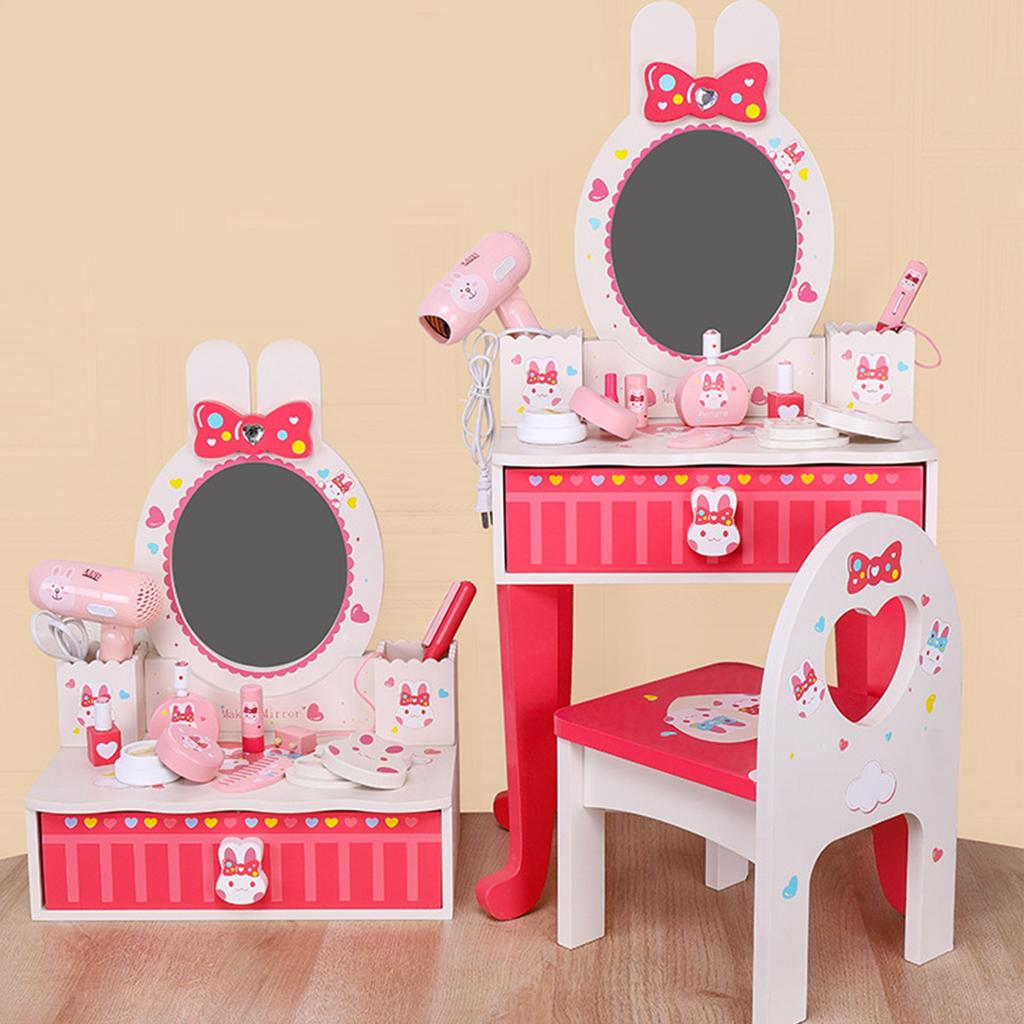 Kinder Schminktisch Set Cartoon-Muster Schminktisch Schminkzubehör Rollenspiel Spielzeug