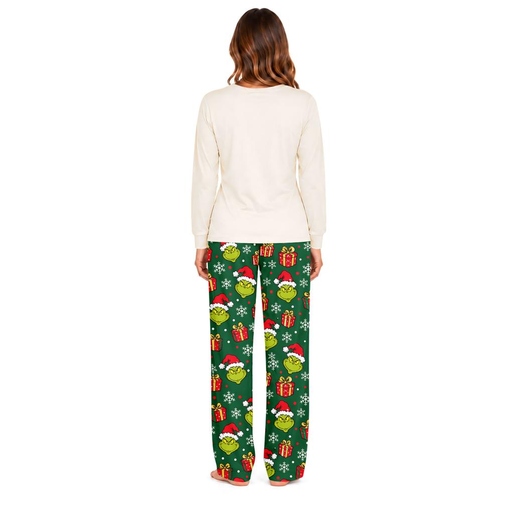 Family Matching Parent-Child Long Sleeve and Pants Pajama Set Loungewear for Home Wear