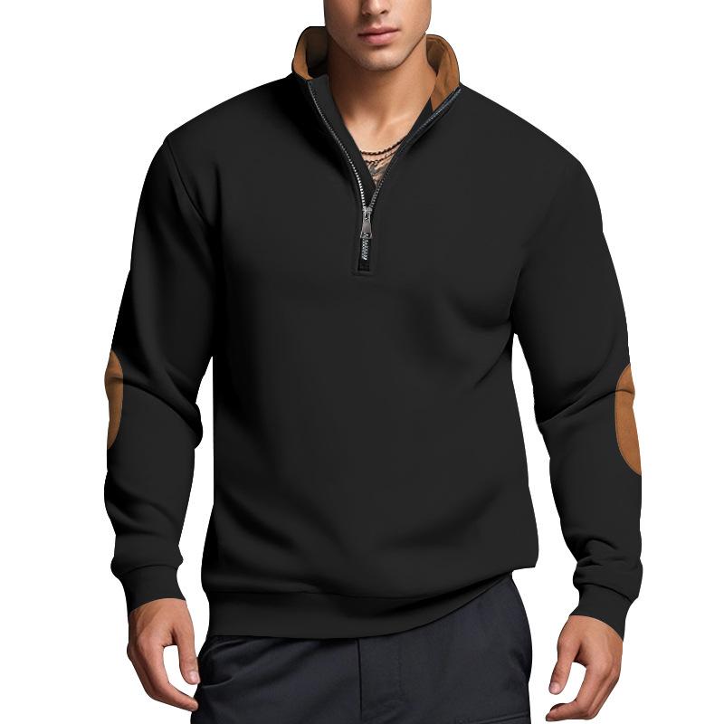 New Autumn and Winter Men's Casual Pullover Sweatshirt Zipper Stand Collar Solid Color Men's Jacket