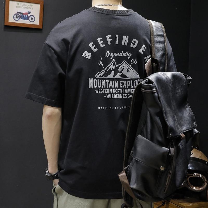 New Summer Retro Fashion Casual Loose Polyester Plus Size Round Neck Printed Tie Dye Short Sleeved Men's T-shirt Top