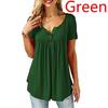 Ladies Casual Women Blouse O Neck Shirts Loose Elastic Short Sleeve Tunic Button Top