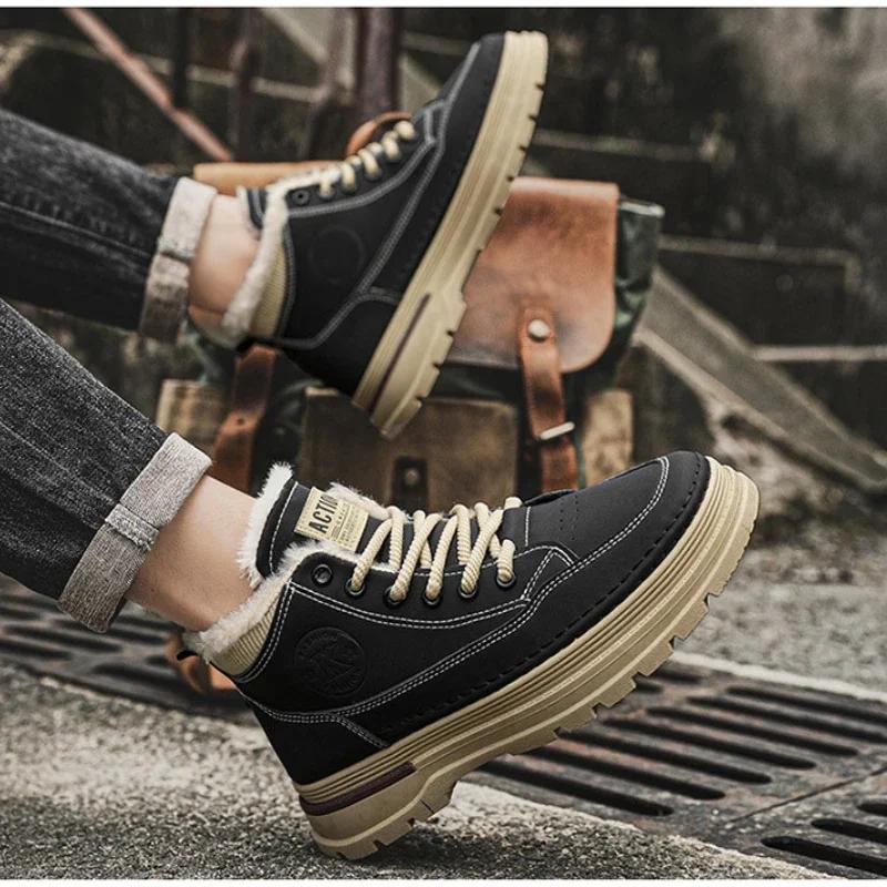 Winter Men's Snow Boots Warm Velvet Mens Casual Shoes Anti-slip Thick-soled Men Cotton Shoes New Men's Sneakers Tenis Hombres