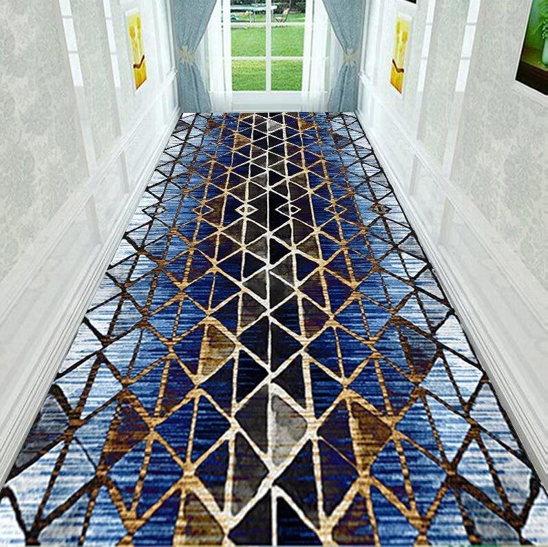 3D Fashion Long Corridor Carpet Hallway Decoration Home Anti Slip Mat Bedside Runner HOTEL Living Room Washable Passageway Rug