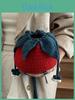 Bag Knitted Tomato Cartoon Girl Crossbody Phone Purse With Drawstring Closure For Casual Wear