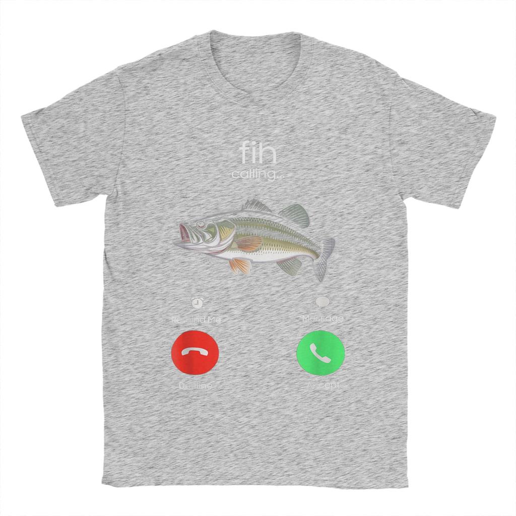 Fih Calling Remind me Message Decline Accept Phone Call Fish TShirt for Men Cotton Tee Shirt Short Sleeve T Shirt Plus Size