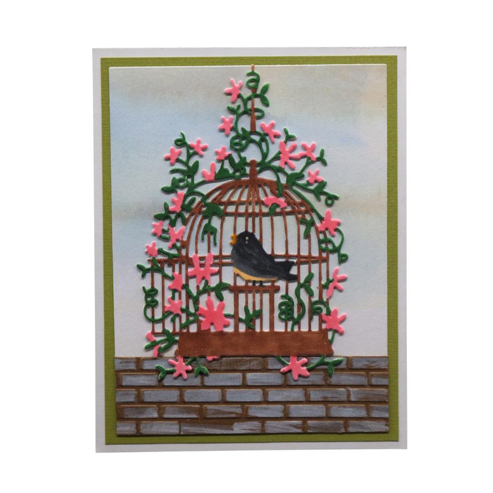 Birdcage Frame Metal Silvery Stencil Embossing Cutting Dies For Diy Scrapbooking Paper Album Cards Making