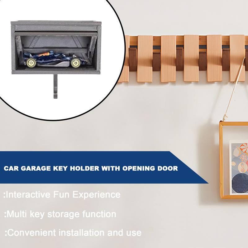 Car Garage Key Holder With Opening Door Fun Garage Keychain Wall Mount Key Organizer with Opening Door Car Key Hook for Hallway