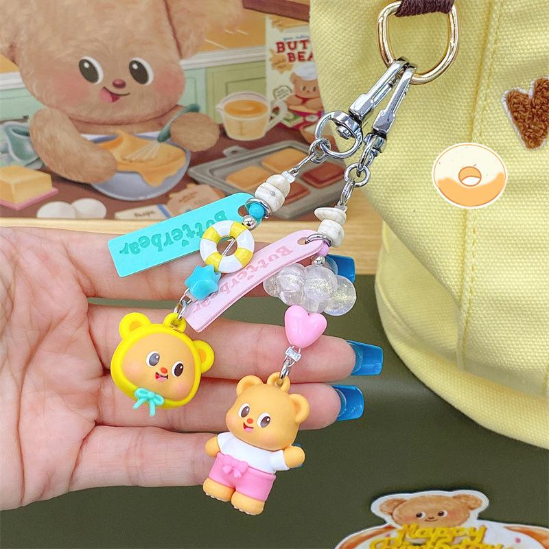 Butterbear Mini Duo Pack Keychain, Adorable & Exquisite Cartoon Bear Bag Charm Pendant