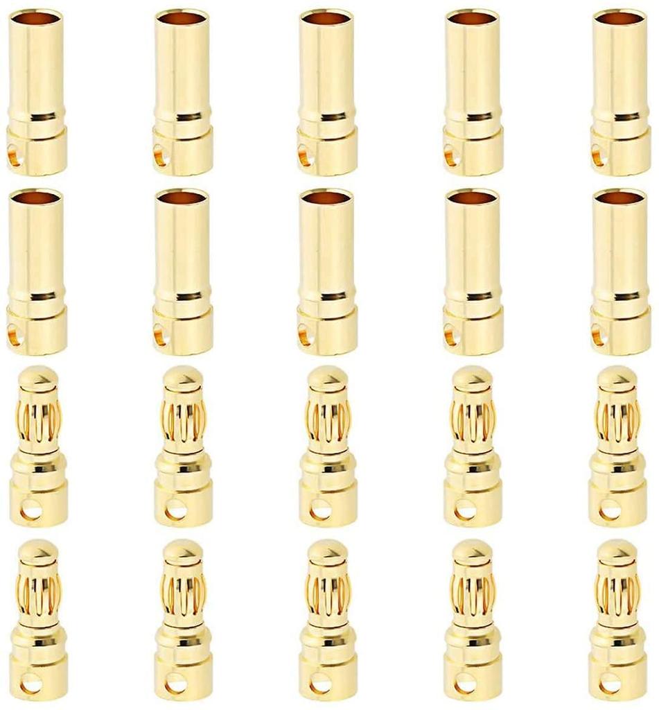 6mm Banana Plug Connectors – 10 Pairs | Secure and Reliable for RC Modelling and LiPo Batteries | Gold | Metal
