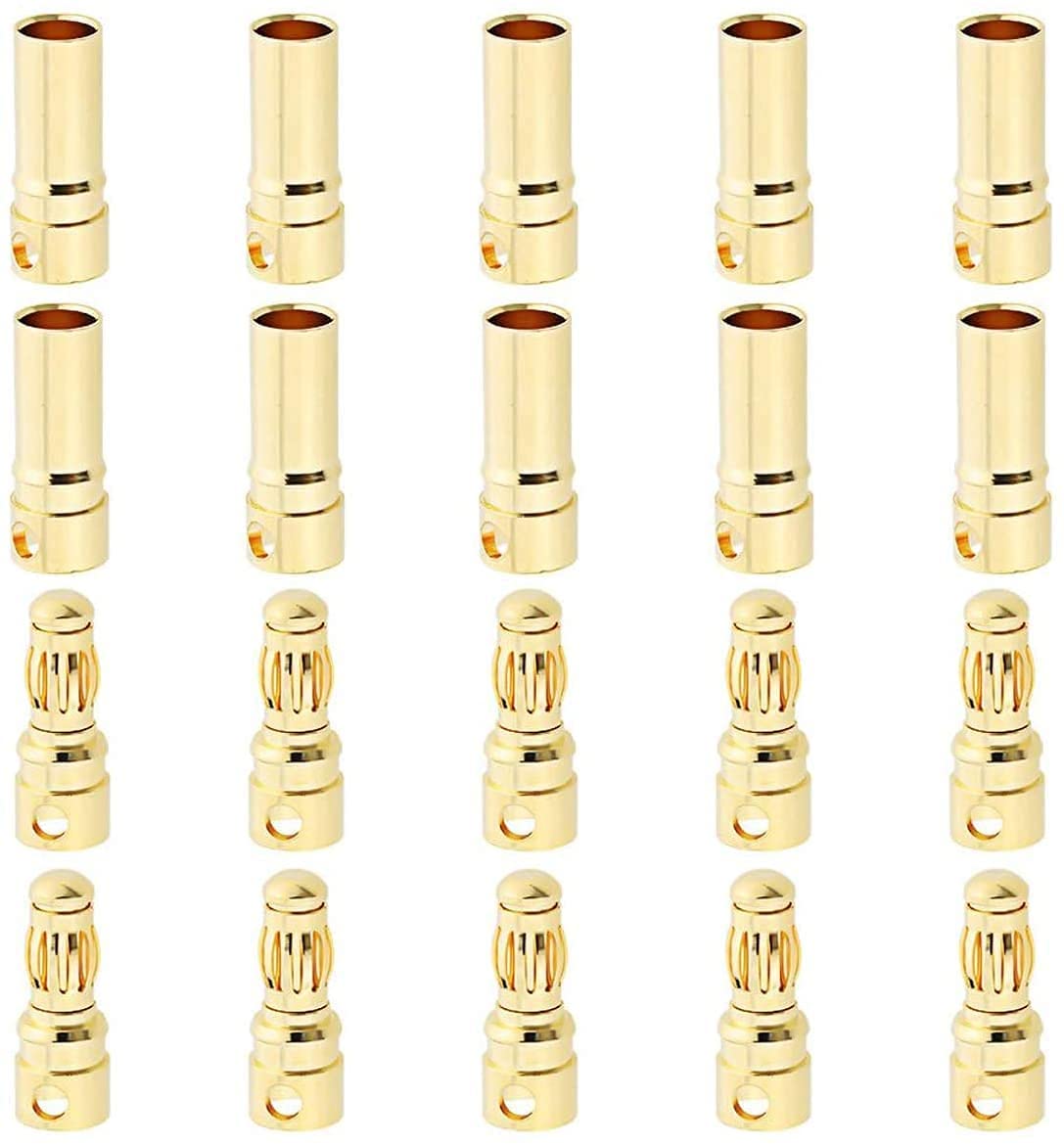 6mm Banana Plug Connectors – 10 Pairs | Secure and Reliable for RC Modelling and LiPo Batteries | Gold | Metal oro
