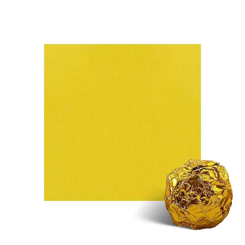 100PCS Gold-Color Tin Foil Wrapper Paper for DIY Chocolate and Sweets Candy Bar Packaging Wedding Gift Wrapping Paper Sheets