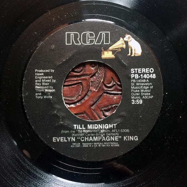 

7-дюймовая пластинка EVELYN CHAMPAGNE KING Till Midnight PB14048 RCA 1984 US SoulFunk Б/у