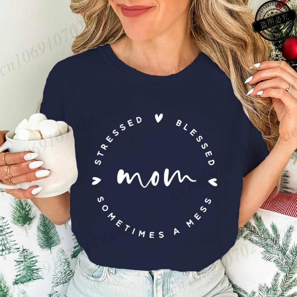 T-Shirts for Women Funny Mama Outfit Gift Graphic Tee Shirt Clothing Short Sleeve Women Summer Fashion Clothing Short Sleeve