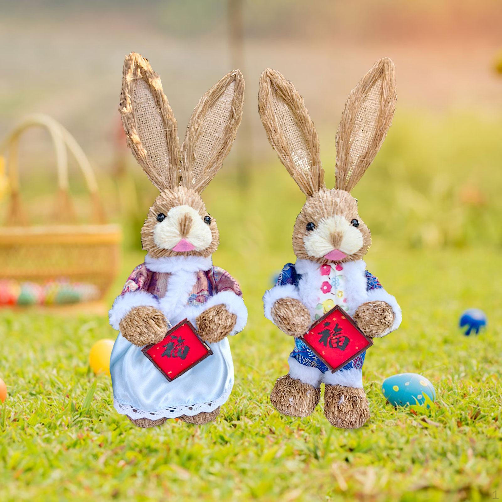 

2 шт. Статуя пасхального кролика, стоящая на искусственной траве, праздничные атрибуты, праздничный декор, фестиваль blessing